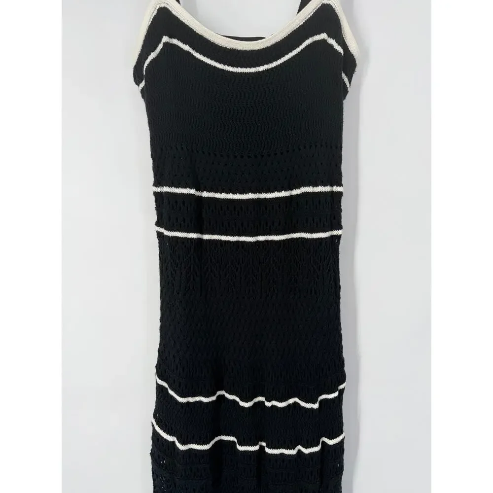 Abercrombie & Fitch Crochet Style Maxi Dress Sleeveless Knit Midi Contrast Trim